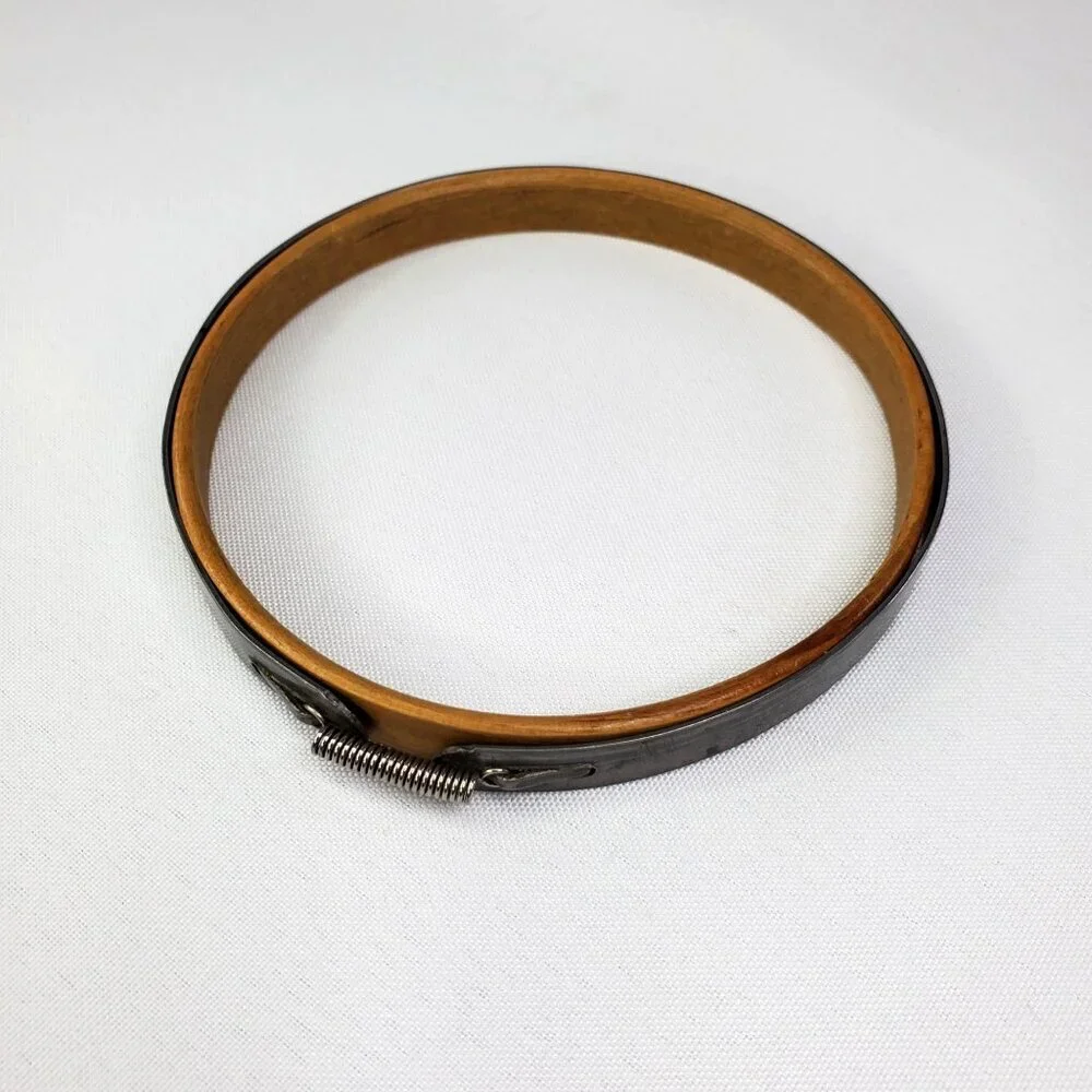 Vintage Wooden & Metal Spring Hold Tight Tension Embroidery Hoop 4